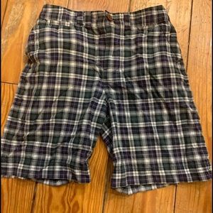 Boys size 7, polo brand, plaid shorts with adjustable waist.